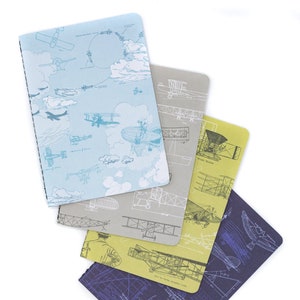 Aviation Pocket Notebooks Set of 4 | Pilot Gift, Physics Gift, Recycled Notebook