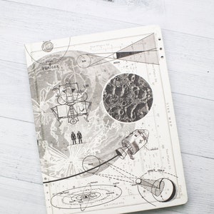 Moon Hardcover Schetsboek | Apollo 11 Astronomie Print, Space Notebook, Astronomie Geschenken