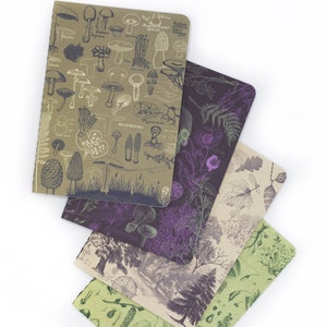 Plants + Fungi Pocket Notebooks Set of 4 | Forest Journal, Hiking Journal, Recycled Notebook