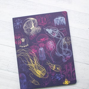 Jellyfish Notebook - Softcover | Jellyfish Print Recycled Notebook, Marine Life, Scientific Illustration