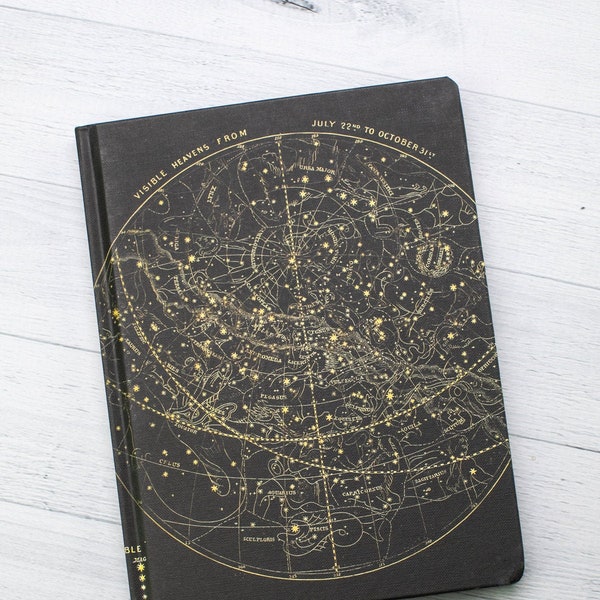 Star Chart Night Sky Hardcover Notebook | Graph Paper Notebook, Dream Journal, Space Notebook, Astrophysics, Pregnancy Journal