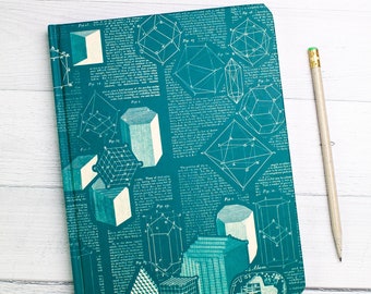 Cuaderno de química de cristalización (tapa dura) / Laboratorio de ciencias, Regalo de química, Cuaderno de ciencias, Cuaderno reciclado, Cuaderno de papel cuadriculado