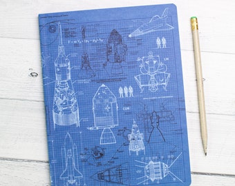 Rocket Ship Softcover Notebook | Space Notebook, Dot Grid Journal, Graph Paper Notebook, Astronomy Gifts, Physics Teacher Gift