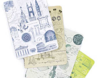 Physical Science Pocket Notebooks Set of 4 | Physics Gift, Architecture, Chemistry Gift, Recycled Notebook