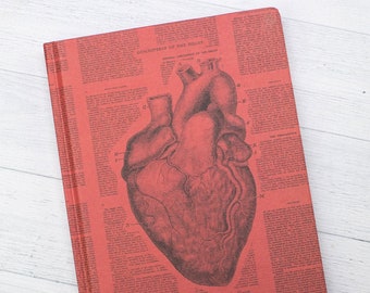 Quaderno con copertina rigida a forma di cuore anatomico / Regalo per farmacisti, Regalo per studenti di medicina, Diario dei sogni, Quaderno con carta millimetrata