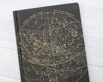 Star Chart Night Sky Hardcover Sketchbook | AstronomyGifts, Science Notebook, Dream Journal