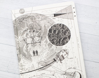 Moon Hardcover Sketchbook | Apollo 11 Astronomy Print, Space Notebook, Astronomy Gifts