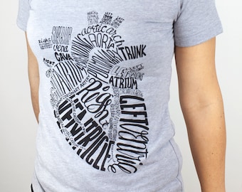 Anatomical Heart T-Shirt | Nursing Nurse Science Tee, Anatomy, Science Shirt, Cardiology, Cardiac, Heart Shirt, Unisex & Women's Size S-XXL