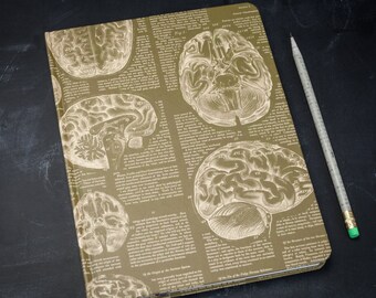Anatomical Brain Hardcover Journal | Sketchbook Notebook Nurse Blank & Lined Recycled Paper Anatomy Doctor Science Medical Psychology Gift