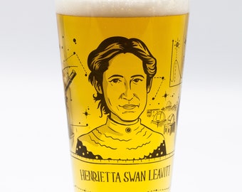 Henrietta Swan Leavitt Pint Glass | Astronomy Gifts, Space Glass, Astronomer Beer Glass, Harvard College Observatory, Physics Gift