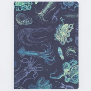 Cephalopods: Octopus & Squid Softcover Notebook | Recycled Notebook, Science Journal, Marine Biology, Kraken Print