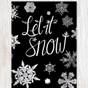 Let It Snow Weihnachtskarte, Schneeflocken Festliche Karte innen blanko, Weihnachtskarten mit Sprüchen, Schnee Zitat Karten, Urlaubskarten Winter