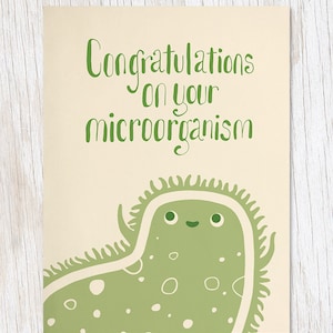 Tarjeta de microorganismos, tarjeta de llegada, regalo de estudiante de enfermería, regalo de estudiante de medicina