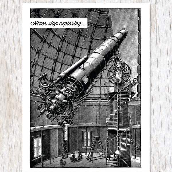 Never Stop Exploring Card | Astronomy Gifts, Physics Gift, Science Print, Thinking of You Card, Graduation Card