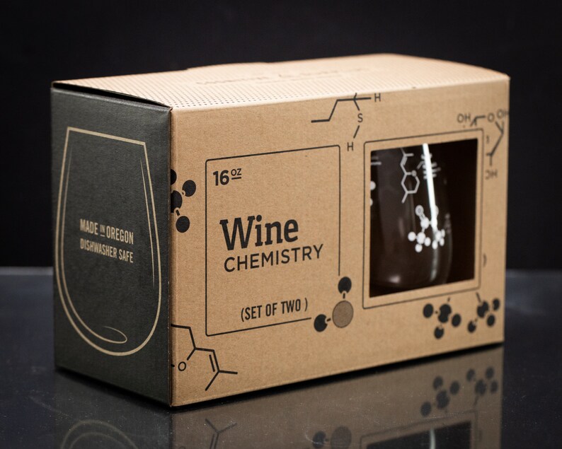 Chemistry of Wine Stemless Wine Glass Set Chemistry Gift Etsy