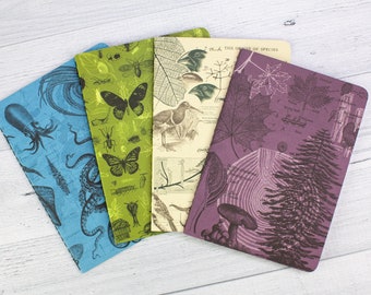 Natural Science Pocket Notebooks Set of 4 | Insect Print, Marine Biology, Tree Journal, Hiking Journal, Ecology