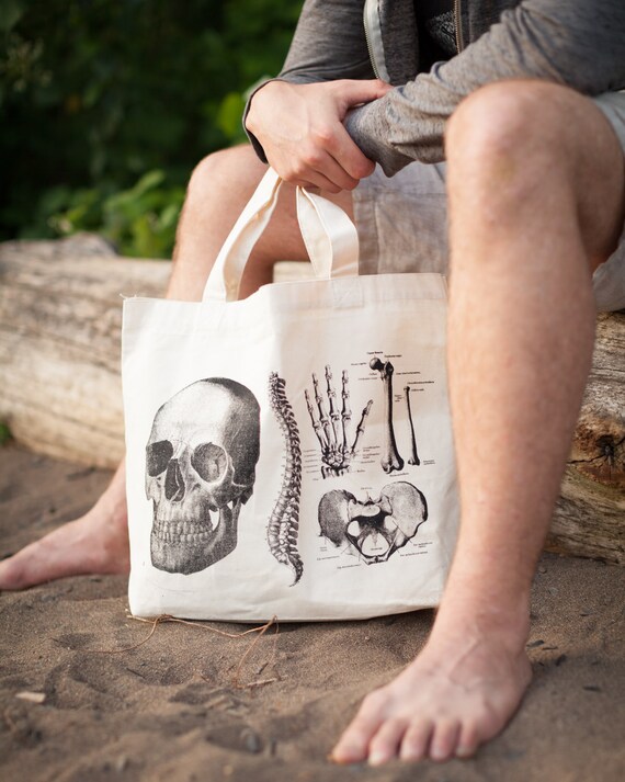 Skeleton Tote Bag Human Body Grocery Bag Anatomical Shopping Etsy