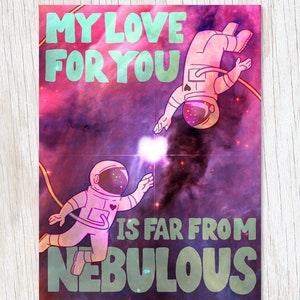 Carte d’astronaute | Carte romantique Nerdy | Carte d’anniversaire de l'| Stationery spatiale | Cosmonaute | Cadeau Nerdy | Stem Papeterie | Carte de voeux