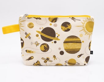 Retro Space Pencil Bag | Toiletry Bag, Makeup Bag, Cosmetic Bag, Travel Bag, Astronomy Gifts, Astronomy Print, Physics Gift