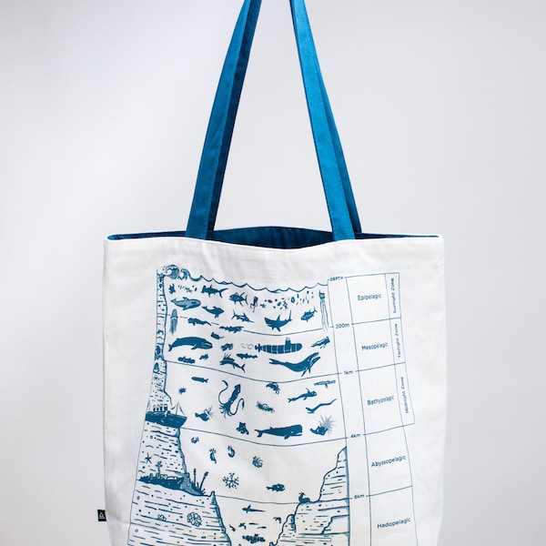 Beneath the Waves Tote Bag | Reversible Tote, Marine Biology Gifts, Professor Gift