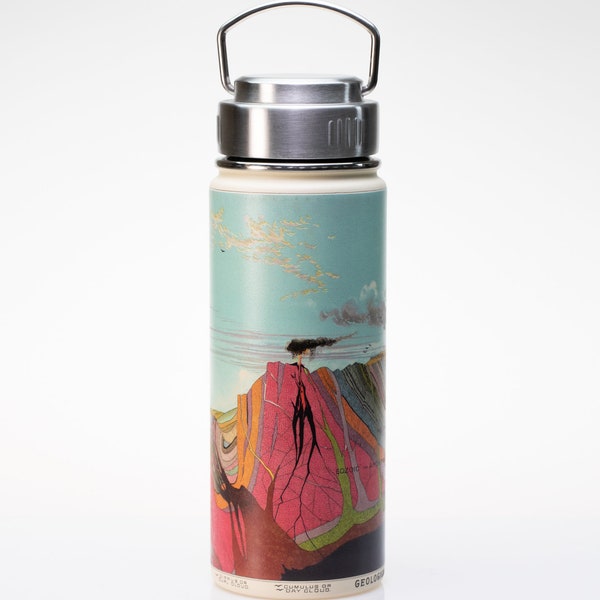 Earth's Geology Stainless Steel Vacuum Flask | Geology Gifts, Science Teacher Gift, Layers of Earth, Water Flask, Metal Water Bottle