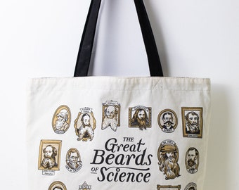 Great Beards of Science Tote Bag | Reversible Tote, Funny Scientist Bag, Eco Friendly Bag