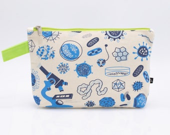 Retro Microbiology Pencil Bag | Microbiology, Biology, Retro, Toiletry Bag, Makeup Bag, Travel Bag, Pencil Case, College Student Gift