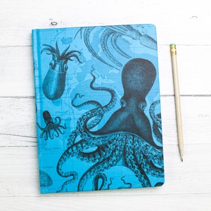 Octopus Print Notebook - Hardcover | Marine Biology, Kraken, Dot Grid Journal, Biology Gifts