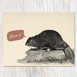 Tarjeta beaver dam / regalo de castor, regalos de biología, regalo de estudiante universitario, castor de Oregón