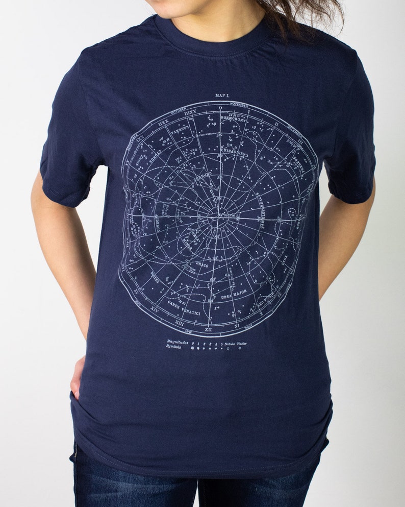 Space Shirt Nasa T Shirt Night Sky Print Glow-in-the-Dark Youth Shirt Star Chart T Shirt Science Print