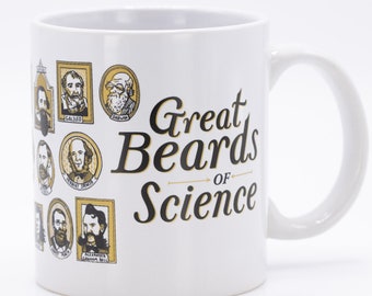 Great Beards of Science Mug 20 oz | Beard Mug, Biology Gifts, Chemistry Gift, Large Ceramic Mug, Math Gift