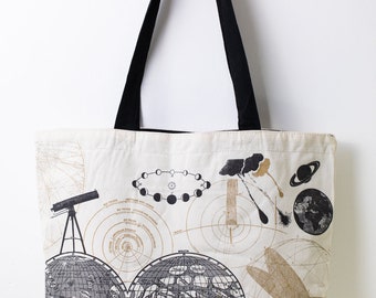 Astronomy Science Tote Bag | Reversible Tote, Astronomy Gifts, Astronomy Print, Physics Gift, Night Sky Print