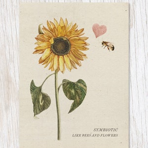 Symbiose wie Bienen & Blumen | Botaniker Geschenk, Biologie Geschenke, Professor Geschenk, Sonnenblume Druck, Bienen Druck