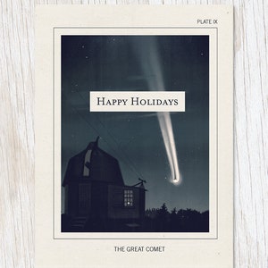 Carte joyeuses fêtes, carte de vœux comet, cartes de Noël de l’espace, cartes de tous les jours amusantes, cartes de vœux pour les amis, cartes d’astronomie