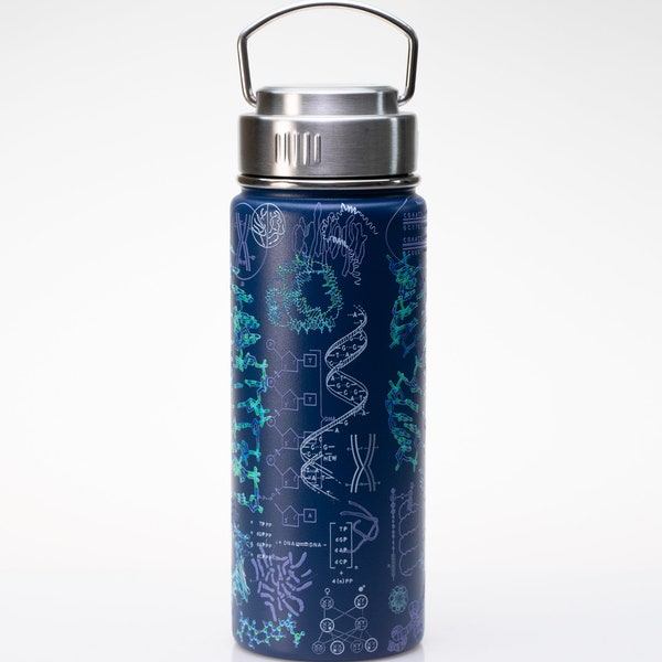 Genetics & DNA Stainless Steel Vacuum Flask | DNA Print, Medical Student Gift, Chemistry Gift, Metal Water Bottle