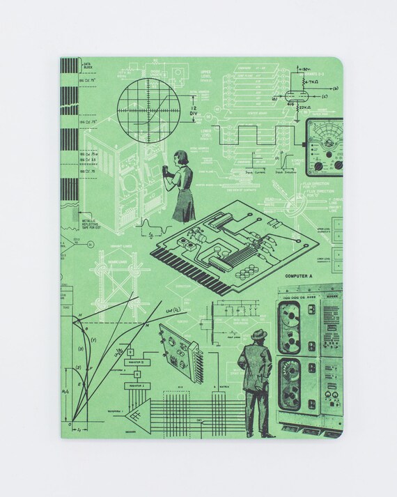 Early Computers Softcover Notebook | Dot Grid Journal, Recycled Notebook, Programmer Gift