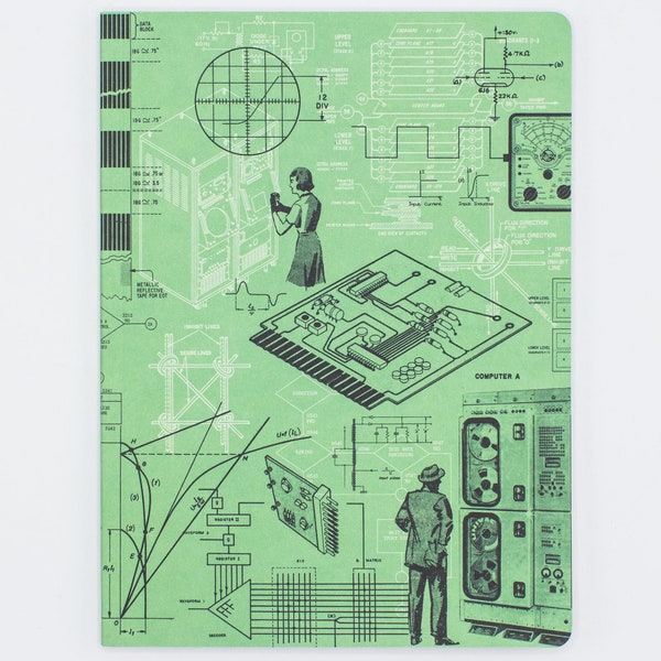 Early Computers Softcover Notebook | Dot Grid Journal, Recycled Notebook, Programmer Gift