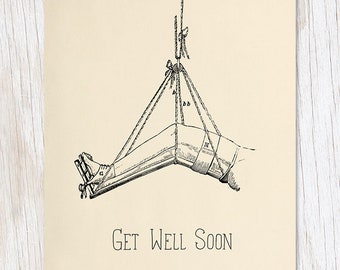 Get Well: Leg Illustration Card | Anatomy Gift, Biology Gifts, Professor Gift, Broken Leg Print, Get Well Soon