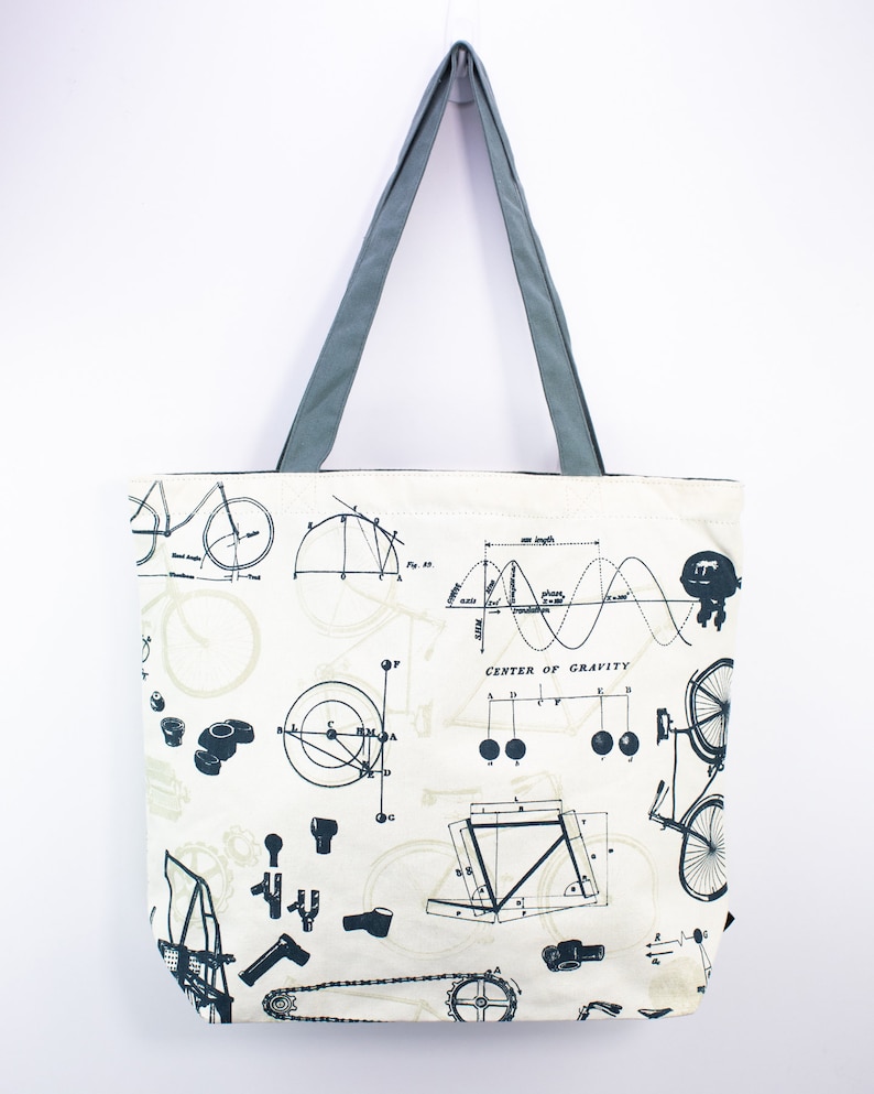Bike Tote Bag Reversible Tote Science Tote Bag Bicycle Etsy