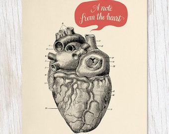 A Note From The Heart Love Card | Human Biology Gift, Biology Gifts, Professor Gift, Anatomical Heart Print