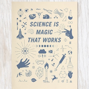 Science is Magic That Works Card | Scientific Illustration, Physics Gift, Astronomy Gift