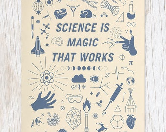 Science is Magic That Works Card | Scientific Illustration, Physics Gift, Astronomy Gift