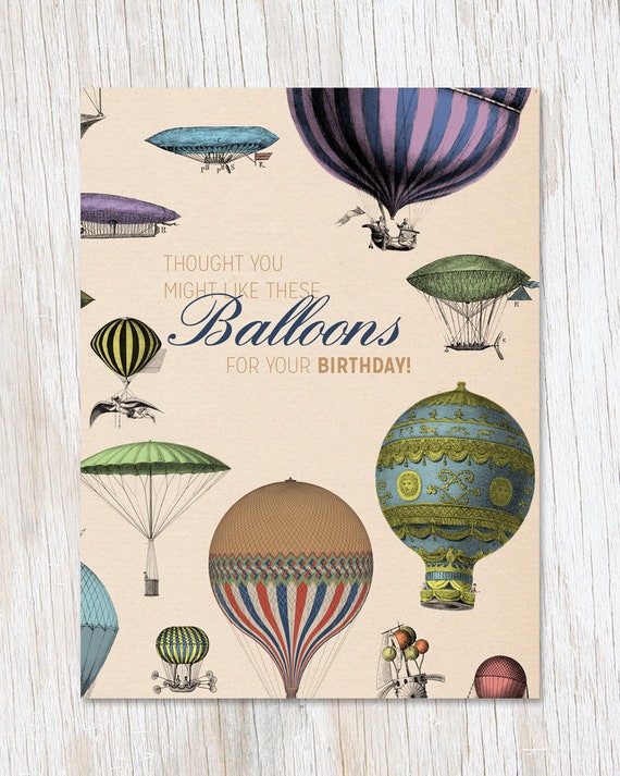 Heißluftballon Geburtstagskarte mit Sprüche Ballonfahrt Feier Etsy.de