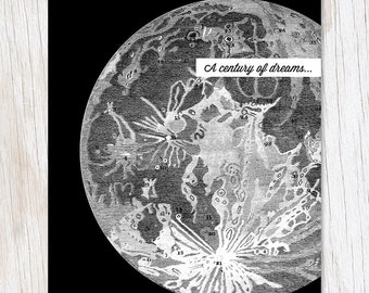 Moon: A Century of Dreams Greeting Card | Astronomy Card, Lunar Dreams, Professor Gift, Science Greeting Cards & Stationary