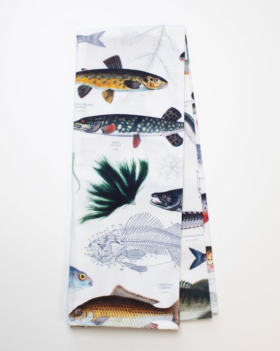 Freshwater Fish Tea Towel | Biology Gifts, Marine Prints, Fisherman Gift, PHD Gift