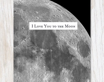 I Love You To The Moon Birthday Card, Lunar Love Anniversary Card, Stars Planets Celebration Cards, Space Romantic Cards, Night Sky Cards