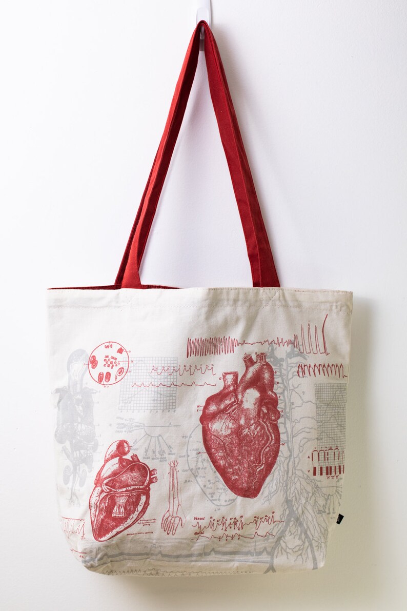 Anatomical Heart Tote Bag Reversible Tote Anatomy Etsy