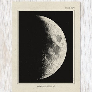 Carte de lune | Cadeaux d’astronomie, astrophysique, papeterie scientifique, carte d’impression de ciel de nuit