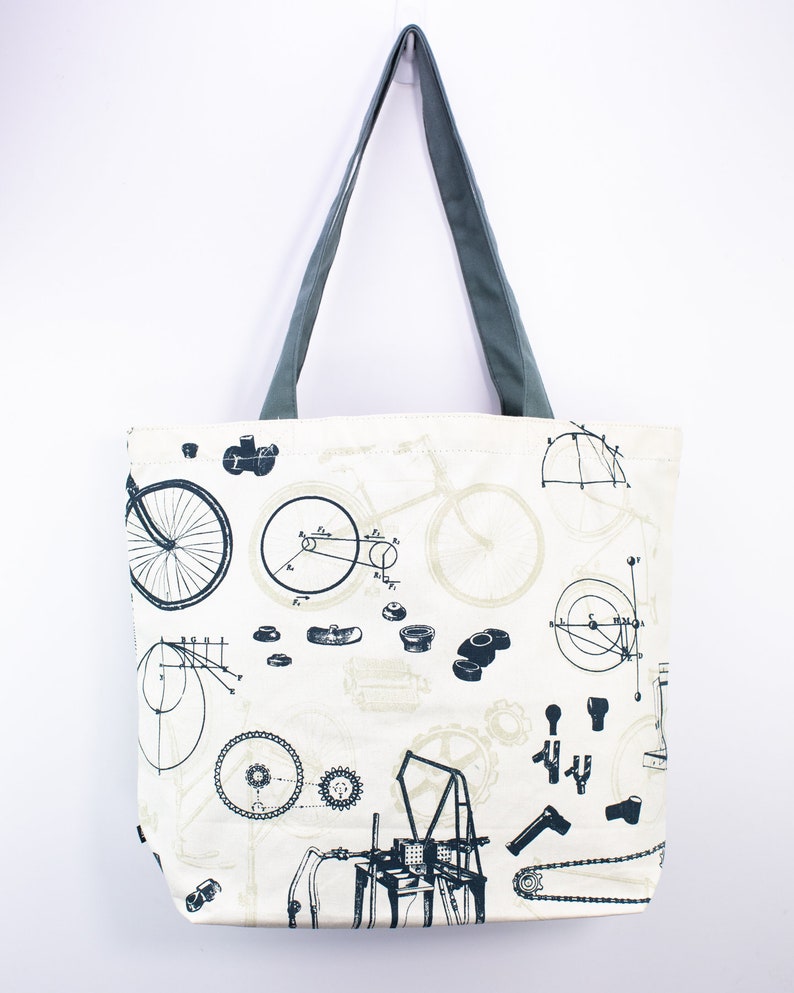 Bike Tote Bag Reversible Tote Science Tote Bag Bicycle Etsy