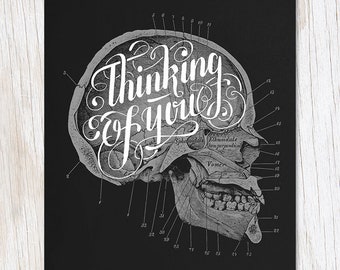 Skull: Thinking Of You Card | Anatomy Gift, Biology Gifts, College Student Gift, Human Skull Print,